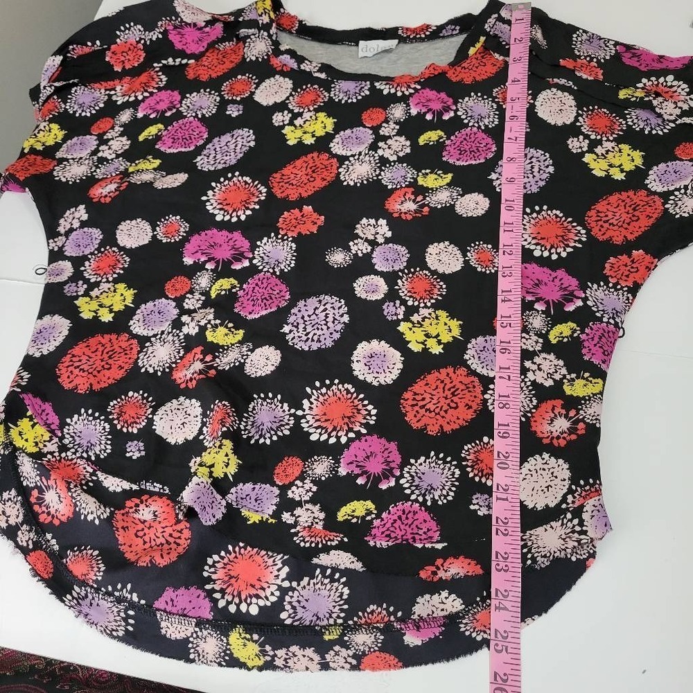 Anthropologie‎ Dolan Blouse Small Black Red Floral Silk Boho Art-Inspired Top - Picture 8 of 8